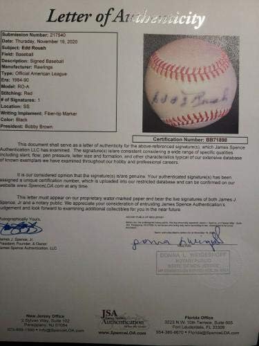 EDD ROUSH JSA COA Autograph American League Oal ručno potpisano bejzbol - autogramirani bejzbol