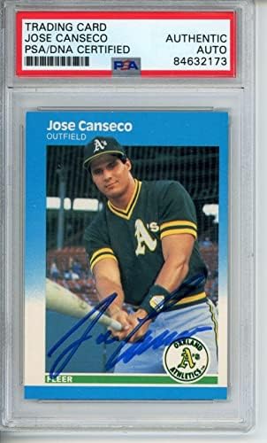 1987. fleer Jose Canseco 389 kartica potpisana Oakland A's PSA / DNK - bejzbol ploče sa autogramiranim
