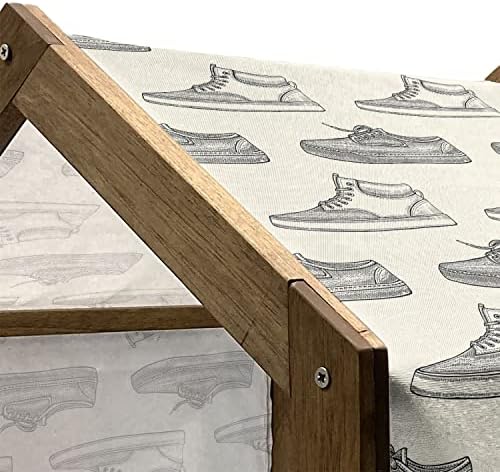 AMBESONNE SKETCE Kuća za kućne ljubimce, ponavljajući ilustraciju ručnog nacrtanog obrisa Retro Cipele Tenisice