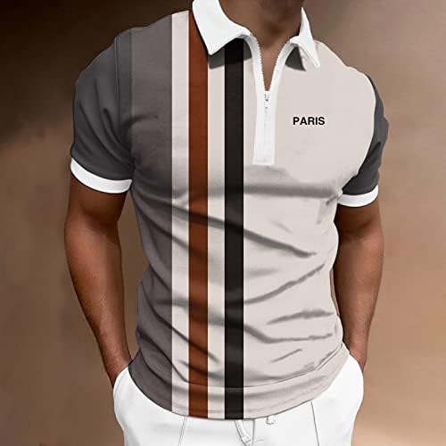 XXBR Ljetne polo majice za mens, 2022 Novi muški patentni zatvarač kratki rukav Golf vrhovi Boja blok patchwork